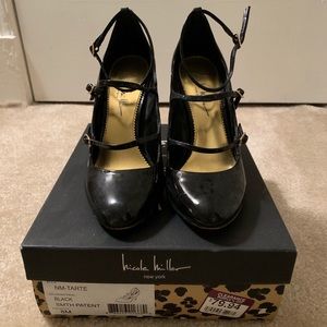 Nicole Miller patent three strap pumps
